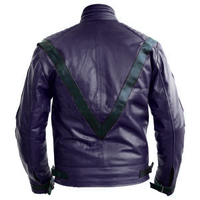 Handmade Men Michael Jackson Style Blue Leather Jacket, Men Biker Fashion Jacket - Thumbnail 1
