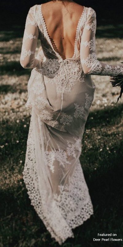 Stunning Mermaid Wedding Dresses Boat Neck Sheer Long Sleeve Boho Lace Appliques Bridal Gowns