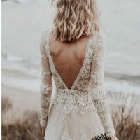Stunning Mermaid Wedding Dresses Boat Neck Sheer Long Sleeve Boho Lace Appliques Bridal Gowns - Thumbnail 2