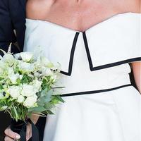 Fashionable Satin Off-the-shoulder Neckline Tea-length A-line Wedding Dress  - Thumbnail 4