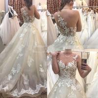 Beautiful Wedding Dresses Scoop Sweep/Brush Train Bridal Gown - Thumbnail 1