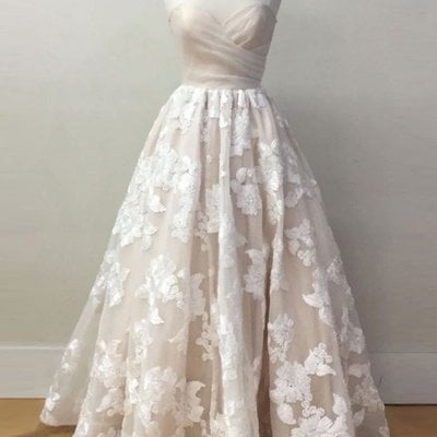 Sexy wedding dresses sweetheart floor-length organza lace bridal gowns - Thumbnail 5
