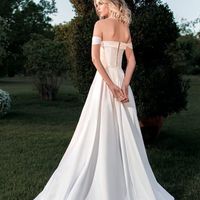 Simple A Line Wedding Dresses Off the Shoulder Lace Up Bridal Gowns - Thumbnail 1