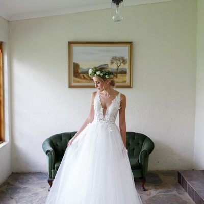 Ball gown tulle garden wedding dresses sexy deep v neck lace appliques bridal gowns bridal gowns - Thumbnail 5