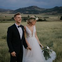 Ball Gown Tulle Garden Wedding Dresses Sexy Deep V Neck Lace Appliques Bridal Gowns Bridal Gowns - Thumbnail 3