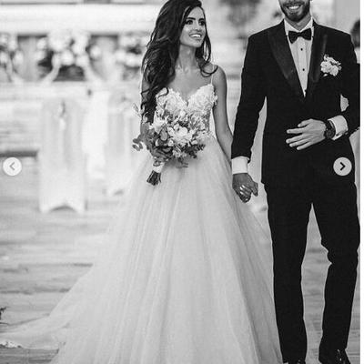 Elegant ball gown tulle wedding dresses sexy spaghetti straps delicate lace puffy bridal gowns - Thumbnail 5