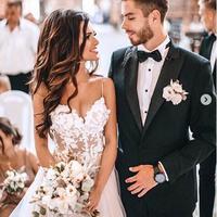 Elegant Ball Gown Tulle Wedding Dresses Sexy Spaghetti Straps Delicate Lace Puffy Bridal Gowns - Thumbnail 1