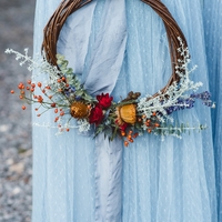 Sky Blue A Line Tulle Bridesmaid Dresses Crew Neck Short Sleeve Polka Dots Bridesmaid Gowns Prom Party Dress - Thumbnail 1