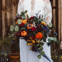 Simple A Line Chiffon Bohemian Wedding Dresses Crew Neck Sheer Long Sleeve Delicate Lace Pleat Bridal Gowns - Thumbnail 2