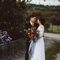 Simple A Line Chiffon Bohemian Wedding Dresses Crew Neck Sheer Long Sleeve Delicate Lace Pleat Bridal Gowns - Thumbnail 4