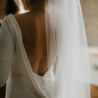 Simple Mermaid Bohemian Wedding Dresses Crew Neck Long Sleeve Covered Button Backless Bridal Gowns - Thumbnail 2