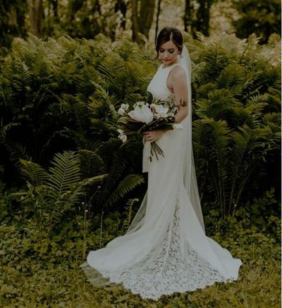 Simple Mermaid Bohemian Garden Wedding Dresses Crew Neck Delicate Lace Bridal Gowns