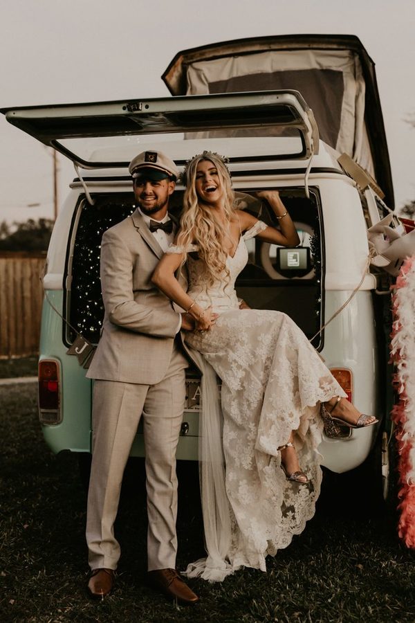 Simple Mermaid Bohemian Garden Wedding Dresses Off the Shoulder Delicate Lace Bridal Gowns