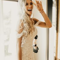 Simple Mermaid Bohemian Garden Wedding Dresses Off the Shoulder Delicate Lace Bridal Gowns - Thumbnail 2