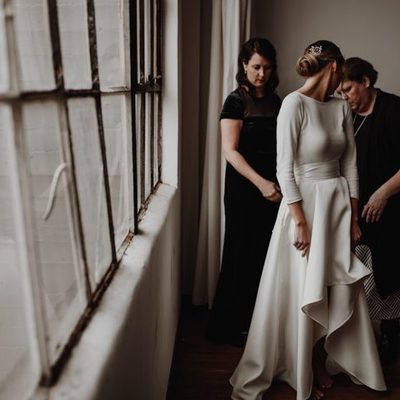 Simple bohemian garden wedding dresses ball gown crew neck 3/4 long sleeve backless bridal gowns - Thumbnail 5