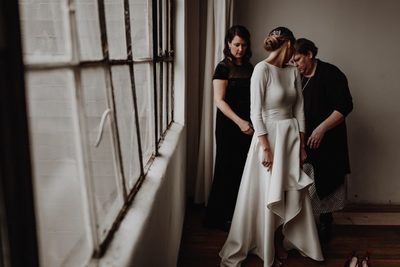 Simple Bohemian Garden Wedding Dresses Ball Gown Crew Neck 3/4 Long Sleeve Backless Bridal Gowns