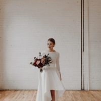 Simple Bohemian Garden Wedding Dresses Ball Gown Crew Neck 3/4 Long Sleeve Backless Bridal Gowns - Thumbnail 1