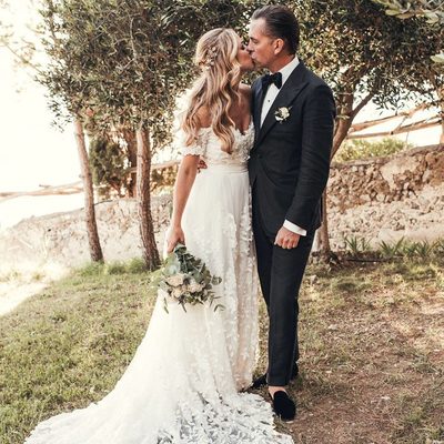 Simple bohemian garden wedding dresses off the shoulder delicate lace bridal gowns - Thumbnail 5