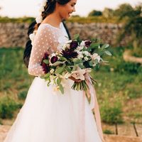Ball Gown Tulle Wedding Dresses Crew Neck Polka Dots Handmade Flowers Puffy Bridal Gowns - Thumbnail 3