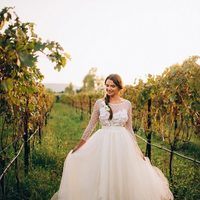 Ball Gown Tulle Wedding Dresses Crew Neck Polka Dots Handmade Flowers Puffy Bridal Gowns - Thumbnail 4