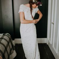 Bohemian Mermaid Wedding Dresses Crew Neck Short Sleeve Delicate Lace Backless Bridal Gowns - Thumbnail 1