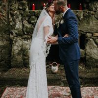 Bohemian Mermaid Wedding Dresses Crew Neck Short Sleeve Delicate Lace Backless Bridal Gowns - Thumbnail 4