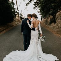 Bohemian Mermaid Wedding Dresses Crew Neck Sheer Long Sleeve Delicate Lace Backless Bridal Gowns - Thumbnail 1