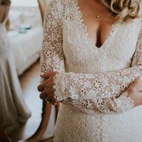 Bohemian Mermaid Wedding Dresses Sexy V Neck Sheer Long Sleeve Delicate Lace Backless Bridal Gowns - Thumbnail 2