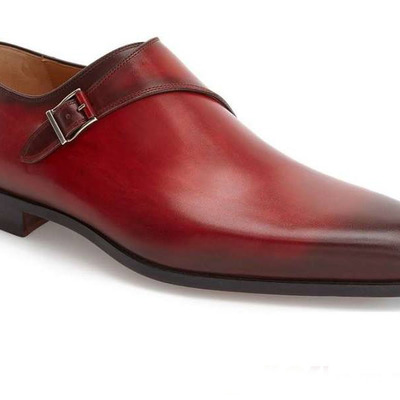 Handmade monk brown color shoes, men's leather dress formal shoes - Thumbnail 5