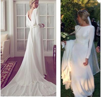 Bohemian Mermaid Wedding Dresses Crew Neck Long Sleeve Backless Bridal Gowns