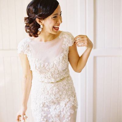 Bohemian mermaid tulle wedding dresses sheer crew neck short sleeve lace appliques bridal gowns - Thumbnail 5