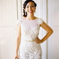 Bohemian Mermaid Tulle Wedding Dresses Sheer Crew Neck Short Sleeve Lace Appliques Bridal Gowns - Thumbnail 1