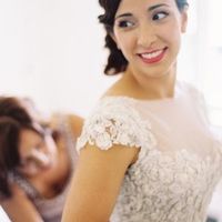 Bohemian Mermaid Tulle Wedding Dresses Sheer Crew Neck Short Sleeve Lace Appliques Bridal Gowns - Thumbnail 3