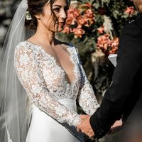  Bohemian Mermaid SatinWedding Dresses Sheer Crew Neck Long Sleeve Delicate Lace Keyhole Back Bridal Gowns - Thumbnail 3