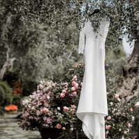  Bohemian Mermaid SatinWedding Dresses Sheer Crew Neck Long Sleeve Delicate Lace Keyhole Back Bridal Gowns - Thumbnail 4