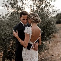 Unique Bohemian Mermaid Wedding Dresses Crew Neck Cap Sleeve Delicate Lace Backless Bridal Gowns - Thumbnail 4