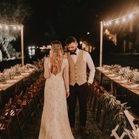Romantic  Boho Chic Wedding Dresses Sexy Deep V Neck Sheer Long Sleeve Unique Lace Side Slit Bridal Gowns - Thumbnail 4