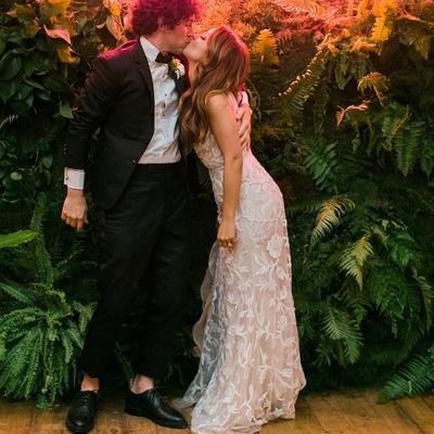 Bohemian mermaid wedding dresses sexy deep v neck champagne lining delicate lace backless bridal gowns - Thumbnail 5