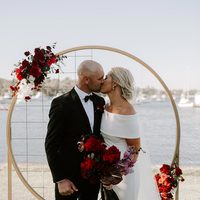 Simple Mermaid Wedding Dresses Off the Shoulder Covered Button Sleeveless Bridal Gowns - Thumbnail 1