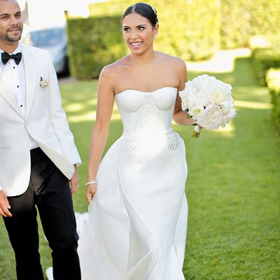 Unique mermaid garden wedding dresses strapless pealrs sleeveless unique bridal gowns - Thumbnail 5