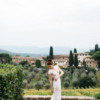 Romantic Mermaid Garden Wedding Dresses Crew Neck Cap Sleeve Lace Appliques Detachable Train Backless Bridal Gowns - Thumbnail 1