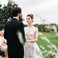 Romantic Mermaid Garden Wedding Dresses Crew Neck Cap Sleeve Lace Appliques Detachable Train Backless Bridal Gowns - Thumbnail 3