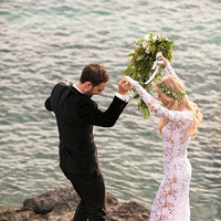 Romantic Mermaid Beach Boho Wedding Dresses Deep V Neck Sheer Long Sleeve Delicate Lace Bridal Gowns - Thumbnail 3