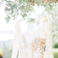 Garden Ball Gown Tulle Wedding Dresses Sheer Crew Neck Long Sleeve Delicate Lace Bridal Gowns - Thumbnail 1