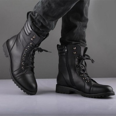 Handmade black ankle high leather boot, men's zipper lace up formal boot - Thumbnail 5