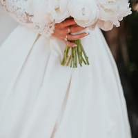 Goregous Ball Gown Satin Wedding Dresses High Neck Sheer Long Sleeve Lace Appliques Keyhole Back Bridal Gowns - Thumbnail 3