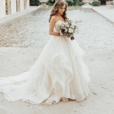 Goregous ball gown sweetheart garden wedding dresses sleeveless puffy bridal gowns - Thumbnail 5