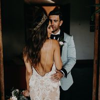 Glamorous Sheath Boho Beach Wedding Dresses Spaghetti Straps Delicate Lace Side Slit Champagne Lining Bridal Gowns - Thumbnail 1