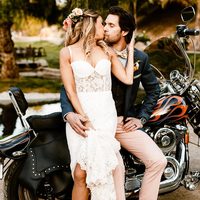 Glamorous Mermaid Garden Wedding Dresses Spaghetti Straps Lace Side Slit Bridal Gowns - Thumbnail 3