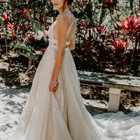 Glamorous Ball Gown Boho Beach Wedding Dresses Spaghetti Straps Light Champagne Beading Crystals Bridal Gowns - Thumbnail 1